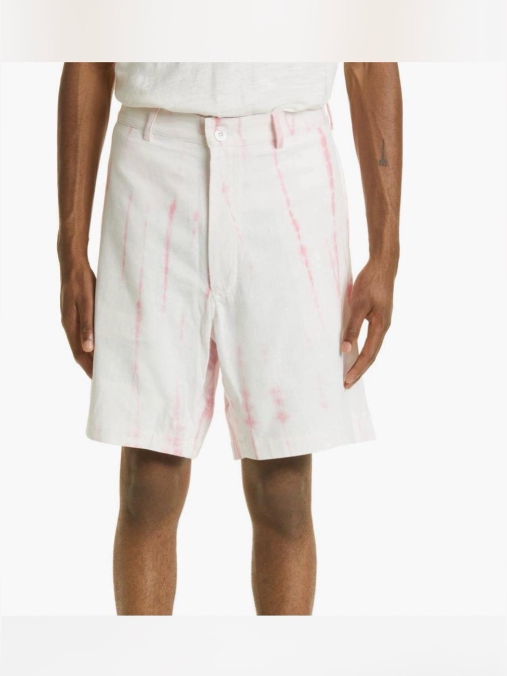 SMR Days Men's White & Pink Tie-Dye Organic Cotton Shorts